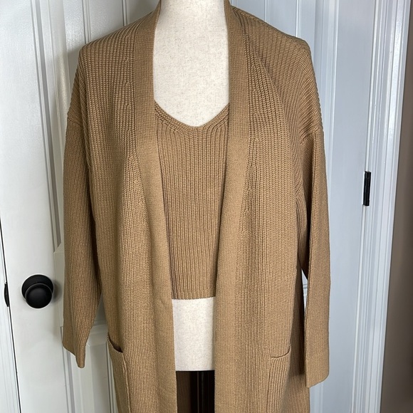 FRYE Cardigan Longline Duster Knit With Matching Tank Top Cotton Women Small - Picture 2 of 13